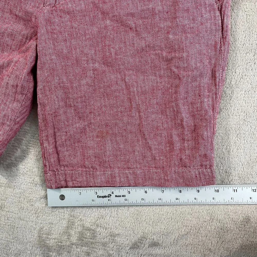 Banana‎ Republic Aiden Shorts Mens 33 Red Flat Front Chino Cotton Linen Blend